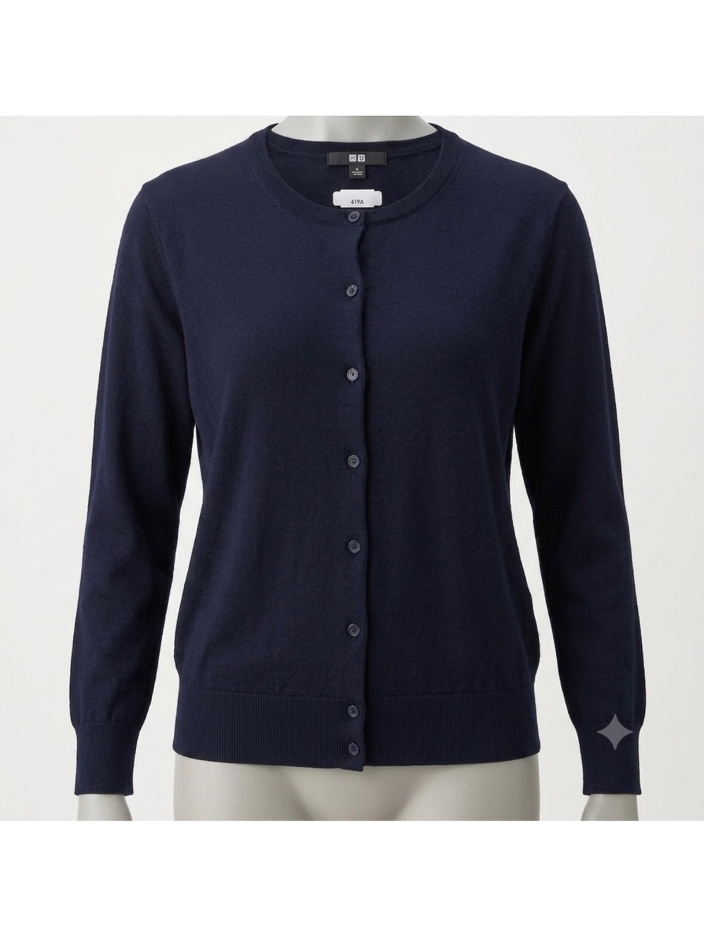 UNIQLO Women’s Crew Neck Navy Button-Front Cardigan QuietLuxury